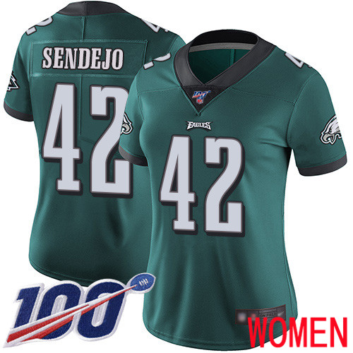 Women Philadelphia Eagles #42 Andrew Sendejo Midnight Green Team Color Vapor Untouchable NFL Jersey 1->women nfl jersey->Women Jersey